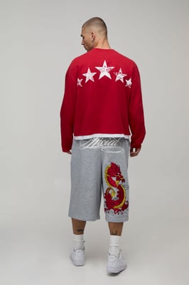 Dragon Embroidered Bermuda Jort