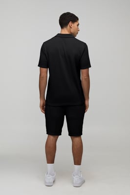 Slim Fit Waffle Revere Polo & Shorts Set