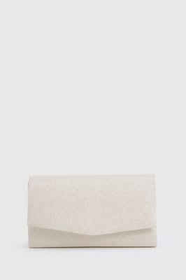 Structured Linen Clutch Bag & Chain