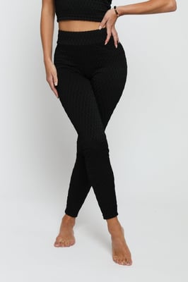 Womens Bubble Effect Leggings Black