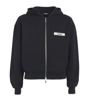 Jacquemus Grosgrain Logo Zip-Up Hoodie