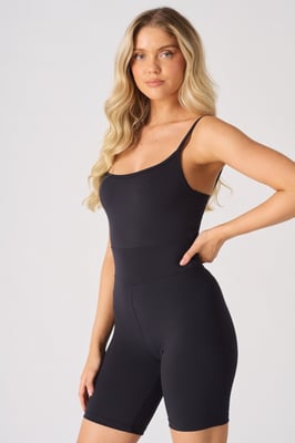 Womens Athleisure Strappy Unitard Black