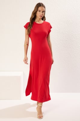 Effen mouwloze maxi-jurk voor dames, casual en slank model