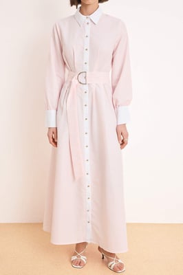 Marineblauwe gestreepte maxi-jurk voor dames, casual/dagelijks, skatermodel met hijab