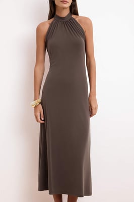 Platte, mouwloze midi-jurk voor dames, casual/dagelijks model.