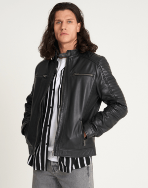 Real Leather Racer Jacket