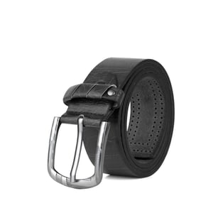 Mens Jeans Belt, Black Vintage Effect 1.5" Distressed Leather Belt
