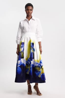 Photographic Floral Twill Prom Skirt