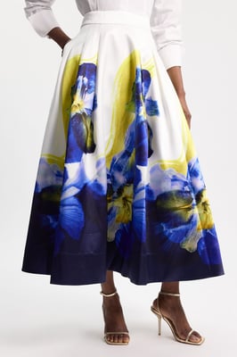 Photographic Floral Twill Prom Skirt