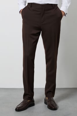 Chocolate Satin Tape Slim Fit Tuxedo Trouser