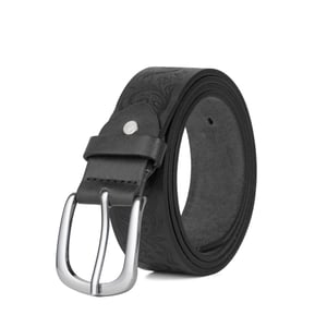 Embossed Leather Lined Belt for men - Western Style 1.25" belt in Black