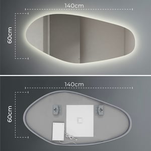 Lumoire ® spiegel met verlichting river 140 cm organisch badkamerspiegel -