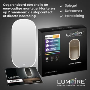 Lumoire ® badkamerspiegel met verlichting ray 45 x 100 cm superellips met