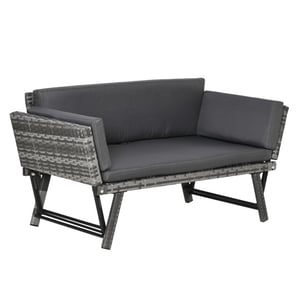 4goodz Polyrattan tuinbank 2-zits met opklapbare armleuningen -