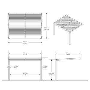 Sojag Wall hana louvre aluminium terrasoverkapping met lamellendak