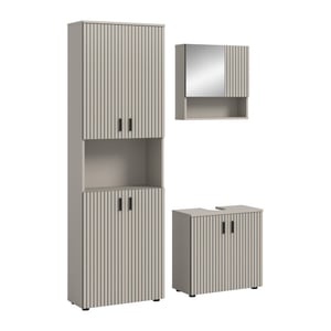 Furnilux Badcombinatie kasjmier met accenten spiegelkast en wastafel 3 delen