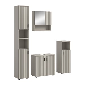 Furnilux Badcombinatie kasjmier look 4-delige set met spiegelkast en wastafel