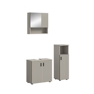 Furnilux Badcombinatie set kasjmier 3-delige badkamer meubels spiegelkast en wastafel