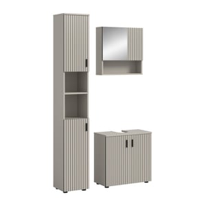 Furnilux Badcombinatie kasjmier look 3-delige set met spiegelkast en wastafel