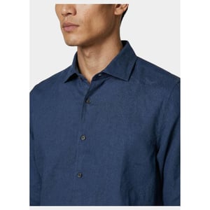Bos Bright Blue Casual hemd lange mouw linnen shirt 5405.426/235