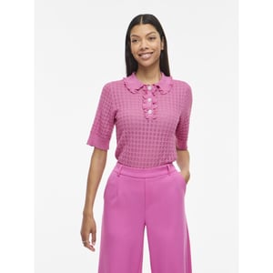 Vila Vinora polo 24 pointelle knit toprc fuchsia