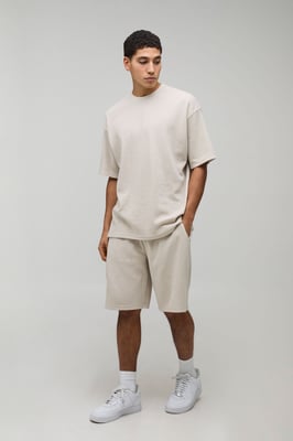 Oversized Waffle T-Shirt & Shorts Set