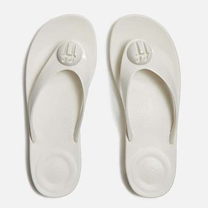 FitFlop Iqushion Glossy Button Women's Cream Flip Flops