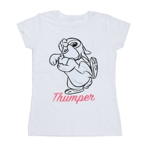 Disney Womens/Ladies Bambi Thumper Line Drawing Cotton T-Shirt (White)