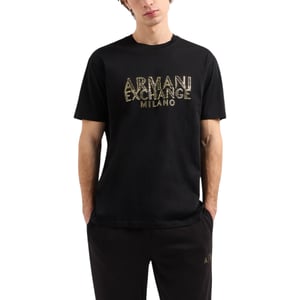 Armani Exchange Mens T-Shirts Milano Logo Print Cotton Tee Summer Top Black