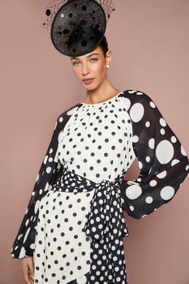 Lisa Tan Mixed Spot Print Wrap Maxi Dress