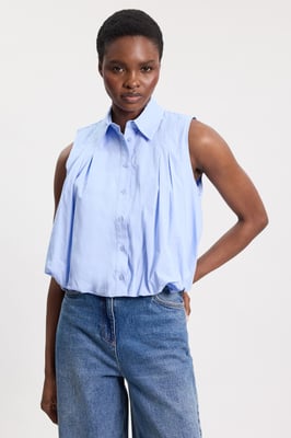 Cotton Sleeveless Puffball Shirt