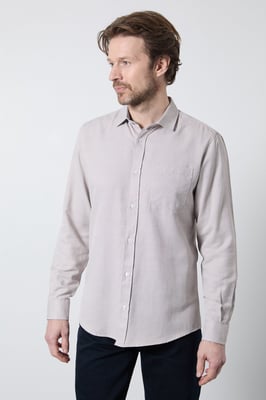 Neutral Textured Smart Long Sleeve Shirt