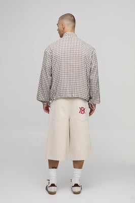 Regular Fit Funnel Neck Check Harrington Overshirt