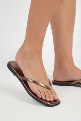 Metallic Square Toe Flip-Flops