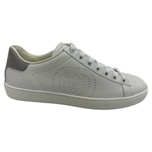 Gucci Interlocking G Perforated Ace Sneakers in White Calfskin Leather