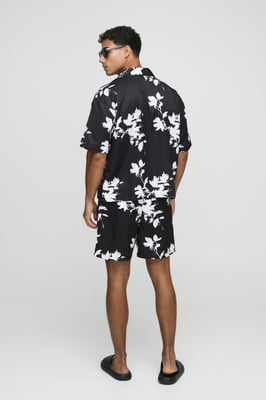 Oversized Boxy Viscose Printed Shirt & Swim Set
