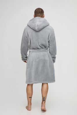 Borg Lined Hooded Dressing Gown