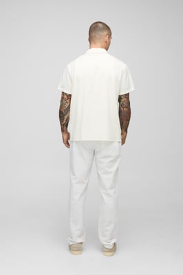 Elasticated Tapered Fit Striped Seersucker Trousers