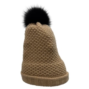 Burberry Stickad Pom-Pom Mössa i Brunt Ull