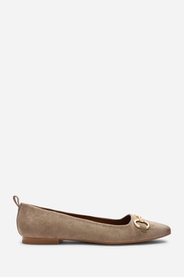 Where's That From Lauren' Suede Ballet Flats With Front Buckle Detail