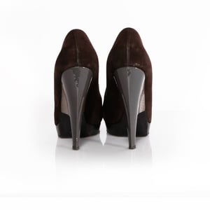 Yves Saint Laurent, suede pump with architectural heel