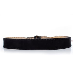 Prada, Black suede belt with silver buckle