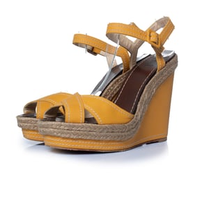 Christian Louboutin, ochre leather wedge sandals