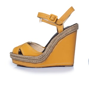Christian Louboutin, ochre leather wedge sandals