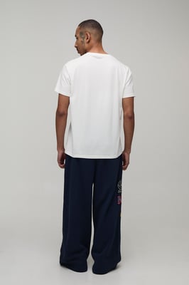 Extreme Wide Leg Drop Crotch Moto Badge Jogger