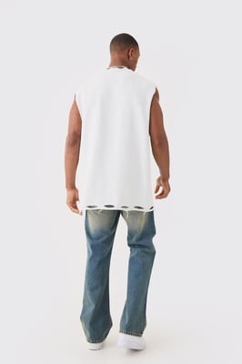 Relaxed Flare Rigid Knee Rip Tinted Denim Jeans
