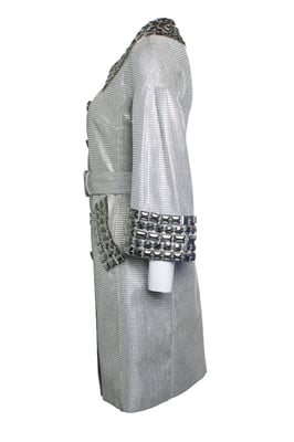 Burberry, silver metallic trench coat