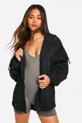 Cinched Waist Hooded Mac