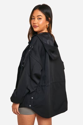 Cinched Waist Hooded Mac