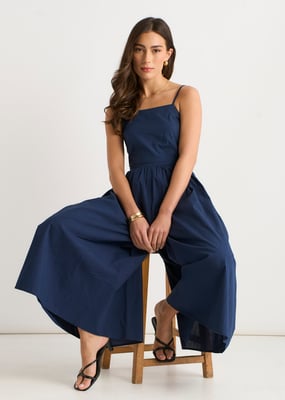 Navy Wide Leg Strappy Jumpsuit